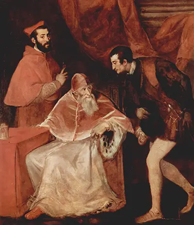 Portrait of Pope Paul III Cardinal Alessandro Farnese and Duke Ottavio Farnese Titian